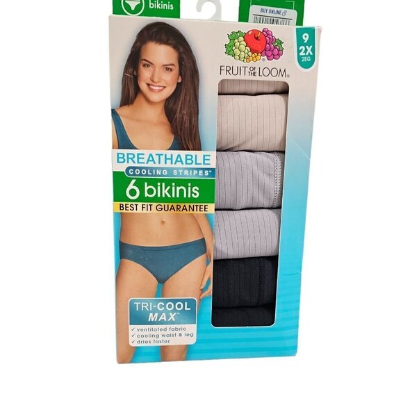 Fruit of the Loom Panties Tri-Cool Max 6 Pack Breathable Hipsters Size 2X (NWT) - Picture 7 of 11